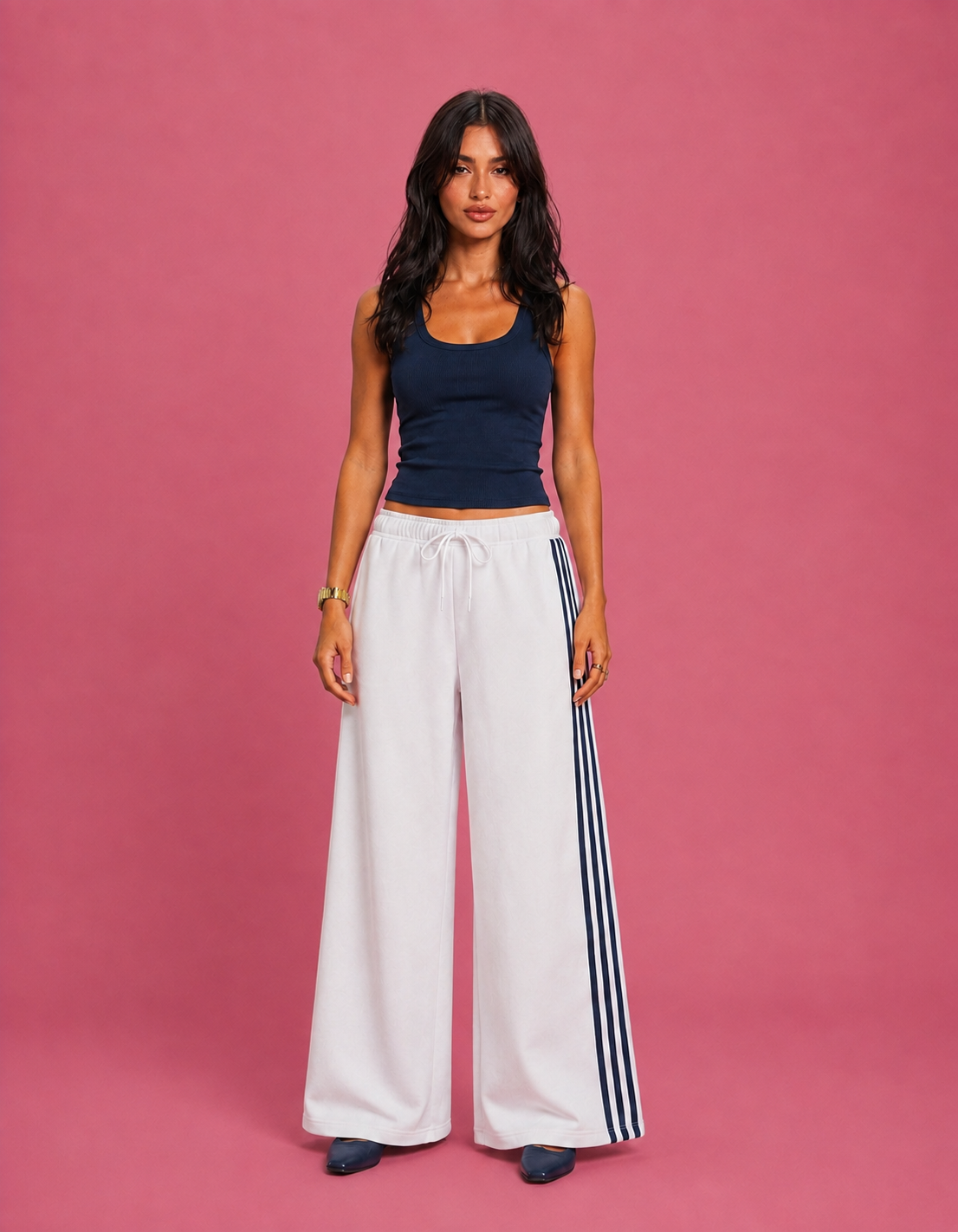 LT1K Front-Back Stripe Wide Leg Trouser