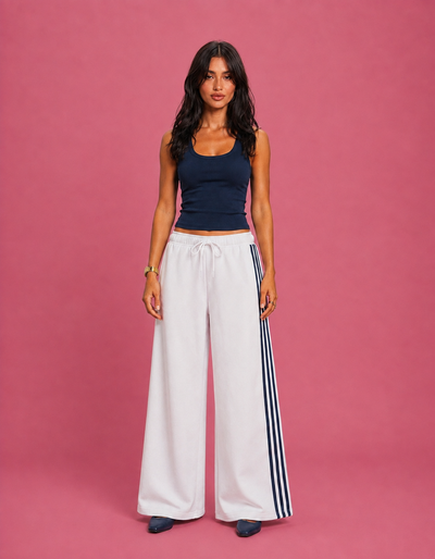 LT1K Front-Back Stripe Wide Leg Trouser