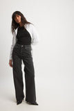 Stone Black High-Waist Wide-Leg Jeans (Faded Black).