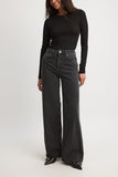 Stone Black High-Waist Wide-Leg Jeans (Faded Black).